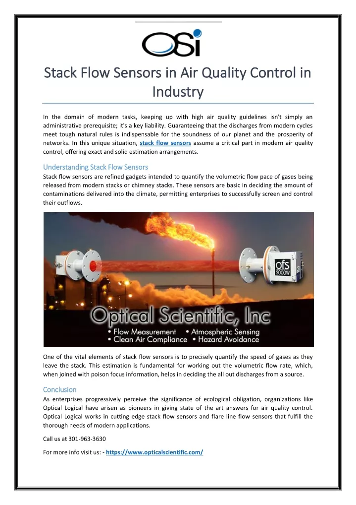 stack flow sensors in air quality control