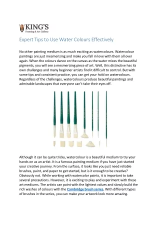 Expert Tips to Use Water Colours Effectively