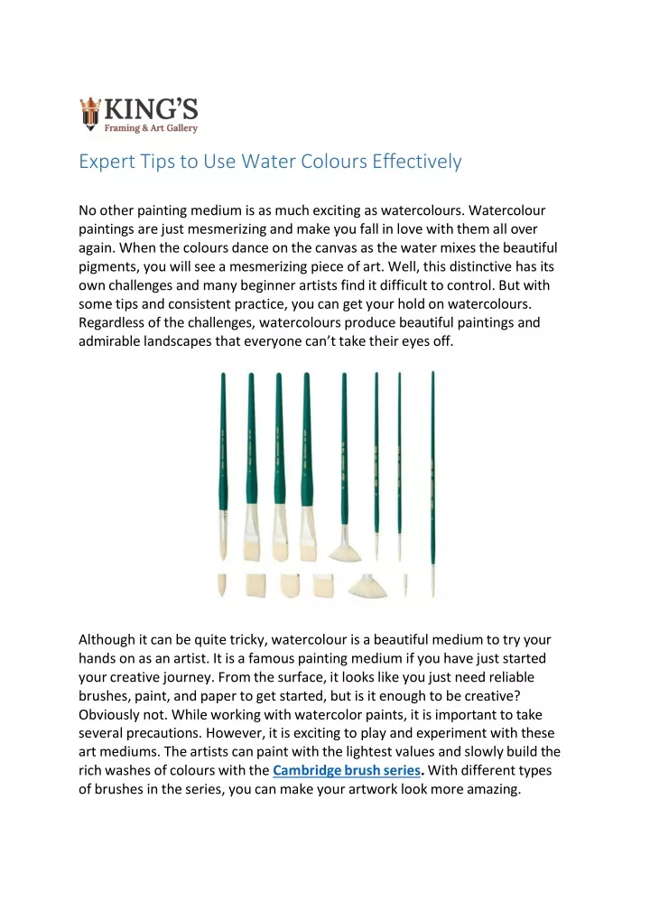 expert tips to use water colours effectively