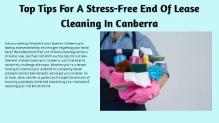 Top Tips For A Stress-Free End Of Lease Cleaning In Canberra