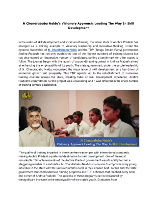 N Chandrababu Naidu’s Visionary Approach: Leading The Way In Skill Development