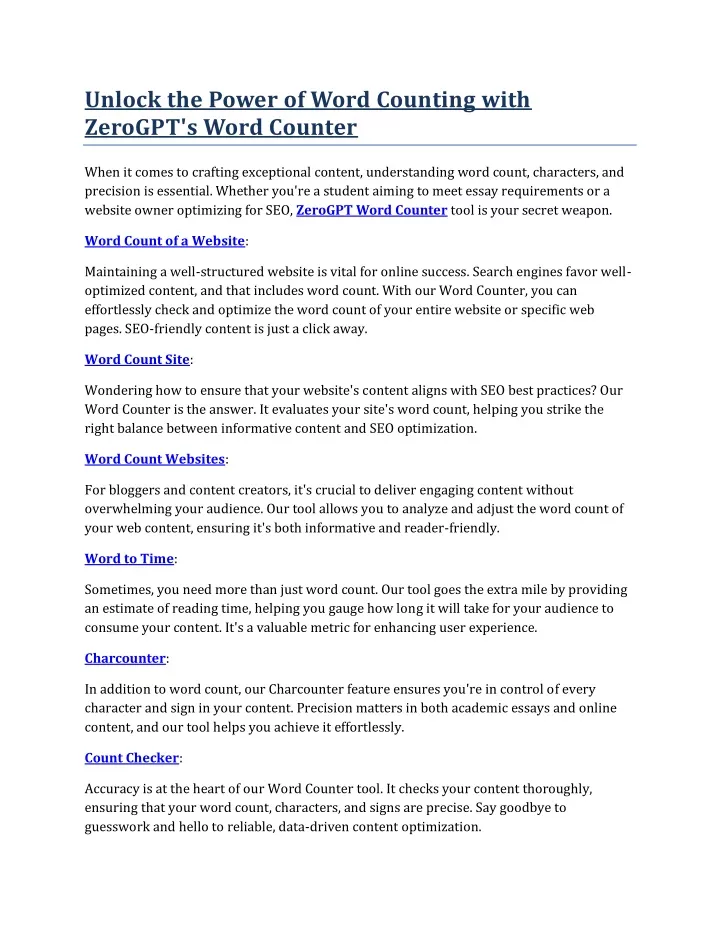 unlock the power of word counting with zerogpt