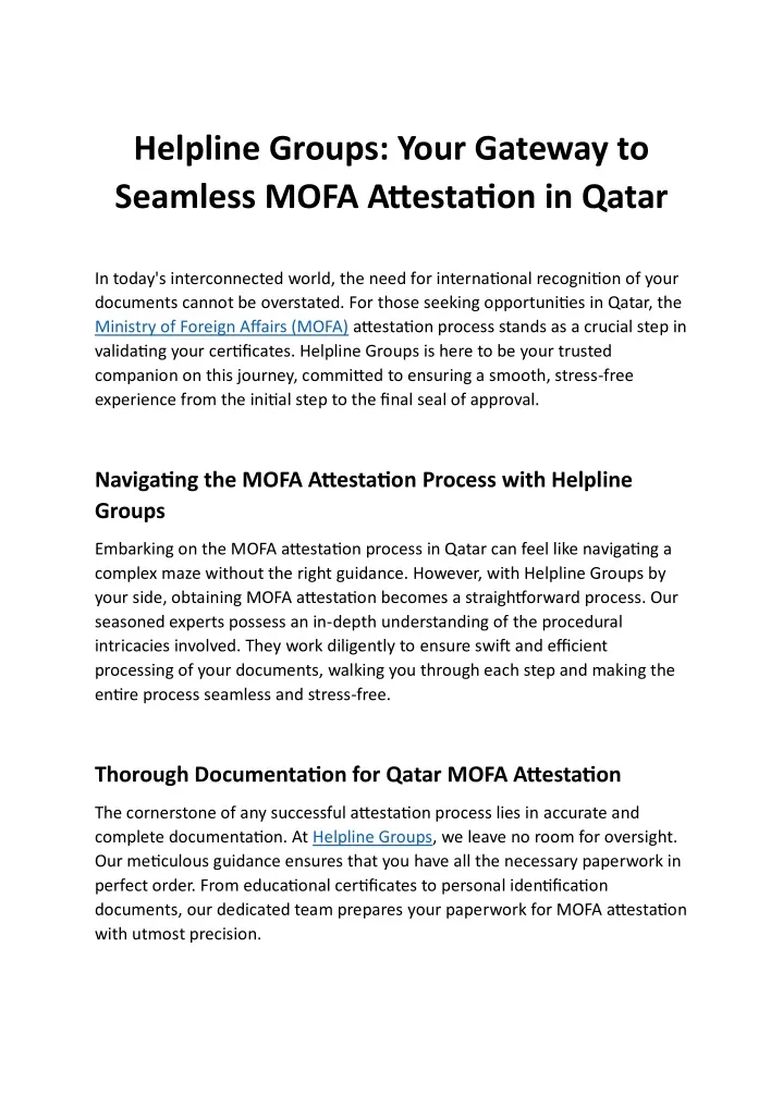 helpline groups your gateway to seamless mofa