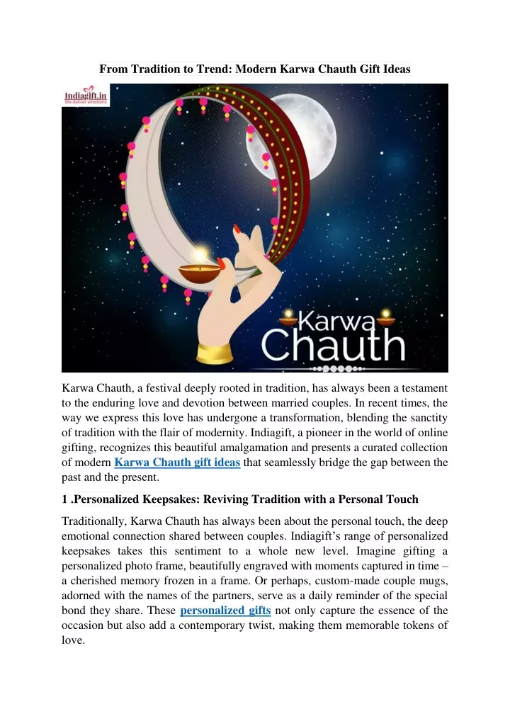 from tradition to trend modern karwa chauth gift