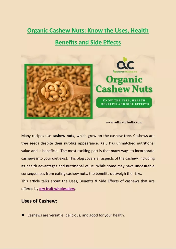 organic cashew nuts know the uses health