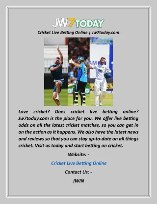 Cricket Live Betting Online  Jw7today