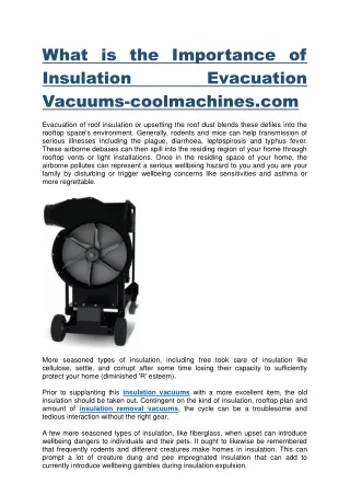 What is the Importance of Insulation Evacuation Vacuums-coolmachines.com