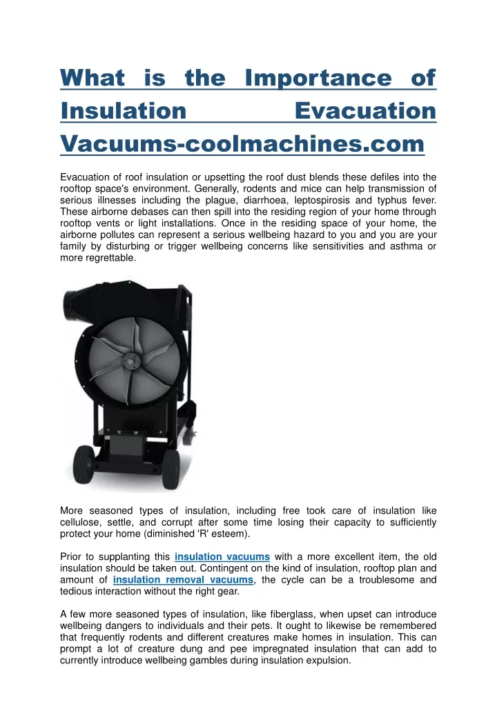 what is the importance of insulation vacuums