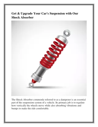 Get & Upgrade Your Car's Suspension with Our Shock Absorber