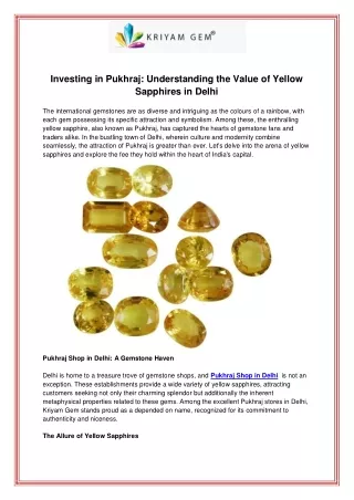 Investing in Pukhraj Understanding the Value of Yellow Sapphires in Delhi