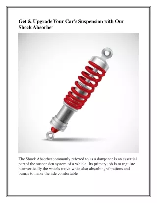 Get & Upgrade Your Car's Suspension with Our Shock Absorber