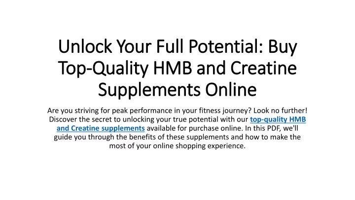 unlock your full potential buy top quality hmb and creatine supplements online