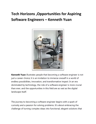 Kenneth Yuan - Tech Horizons ,Opportunities for Aspiring Software Engineers