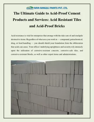 The Ultimate Guide to Acid-Proof Cement Products and Services Acid Resistant Tiles and Acid-Proof Bricks