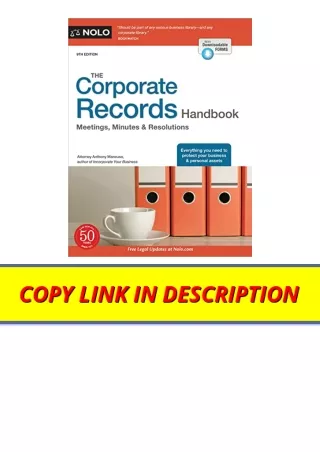 Ebook download Corporate Records Handbook The Meetings Minutes and Resolutions f