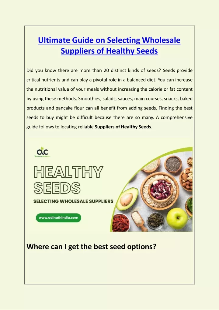 ultimate guide on selecting wholesale suppliers of healthy seeds