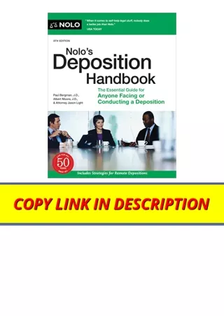 PDF read online Nolos Deposition Handbook The Essential Guide for Anyone Facing