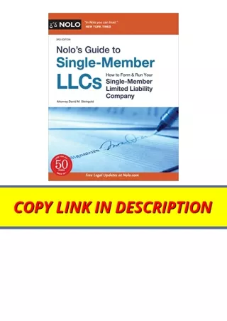 Ebook download Nolos Guide to Single Member LLCs How to Form and Run Your Single