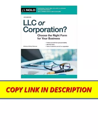 Download PDF LLC or Corporation Choose the Right Form for Your Business full