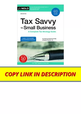 PDF read online Tax Savvy for Small Business A Complete Tax Strategy Guide for a