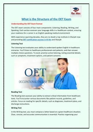 what is the structure of the oet exam