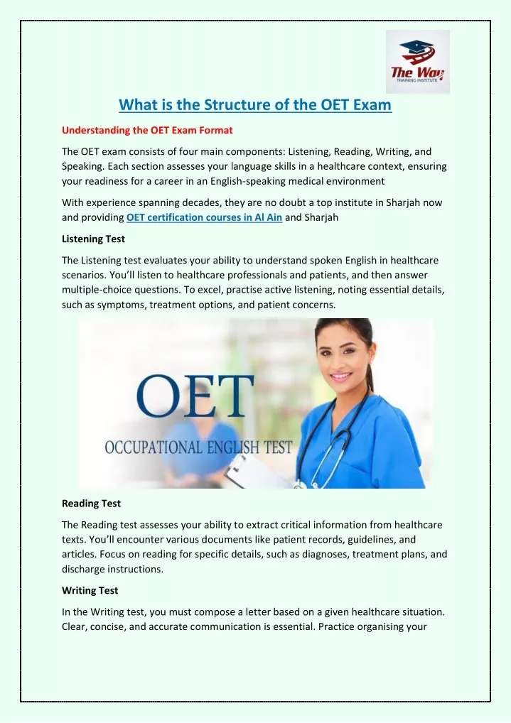 what is the structure of the oet exam