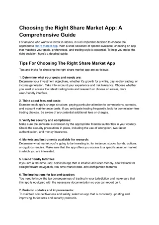 Choosing the Right Share Market App_ A Comprehensive Guide