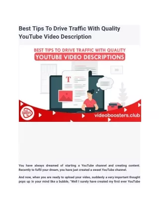 best tips to drive traffic with quality youtube