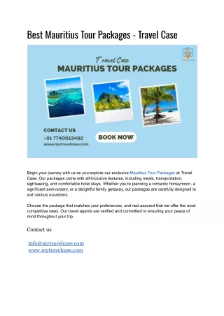 Best Mauritius Tour Packages - Travel Case