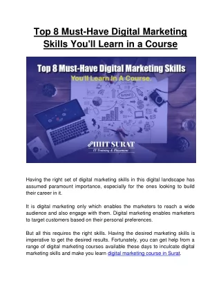Top 8 Must-have Digital Marketing Skills You'll Learn in a Course