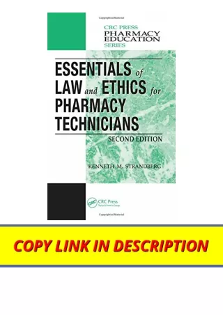 Download PDF Essentials of Law and Ethics for Pharmacy Technicians Second Editio