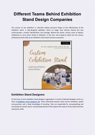 Different Teams Behind Exhibition Stand Design Companies