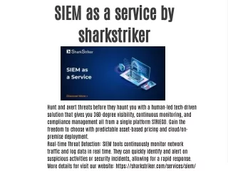 SIEM as a service by sharkstriker