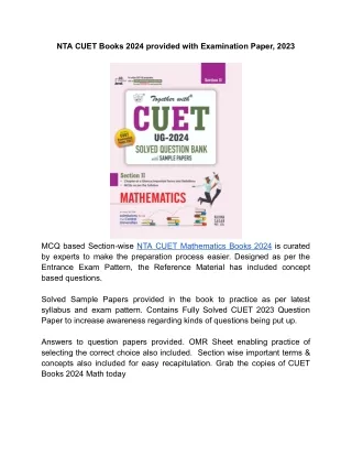 nta cuet books 2024 provided with examination