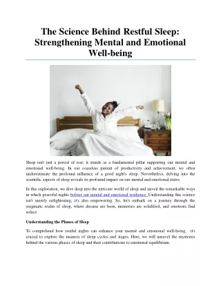 the science behind restful sleep strengthening mental and emotional well being