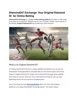 Diamond247 Exchange_ Your Original Diamond ID  for Online Betting