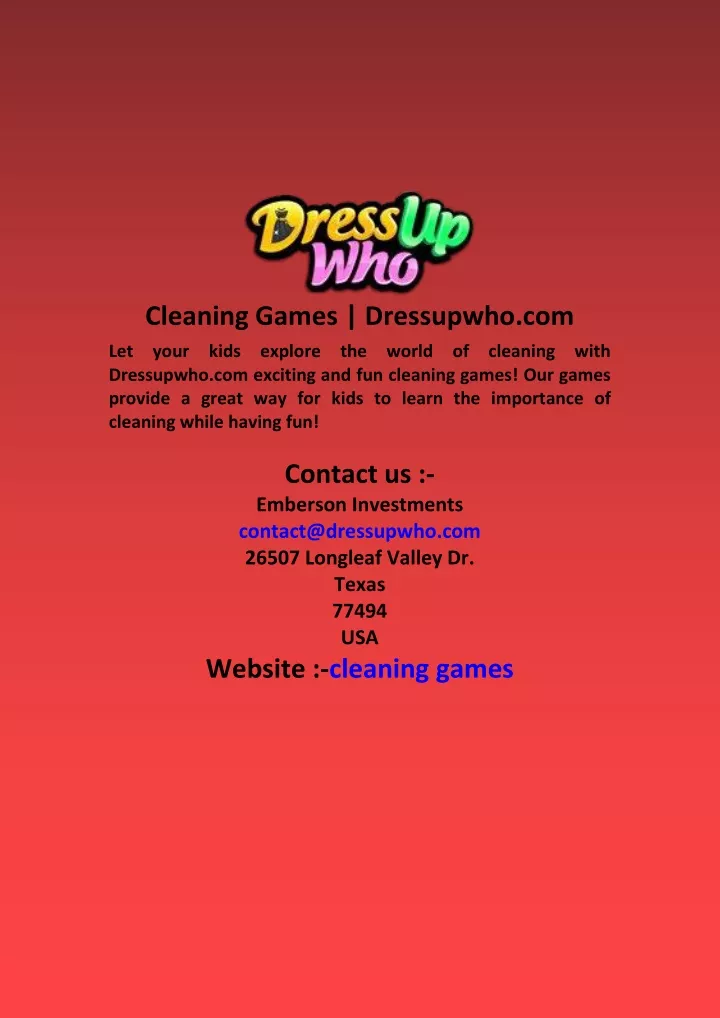 cleaning games dressupwho com