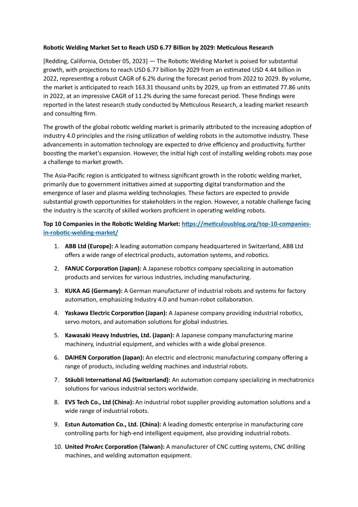 robotic welding market set to reach