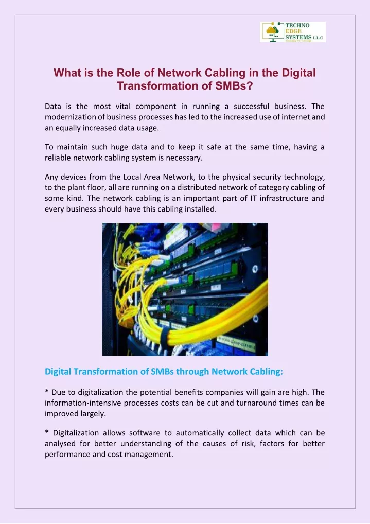 what is the role of network cabling