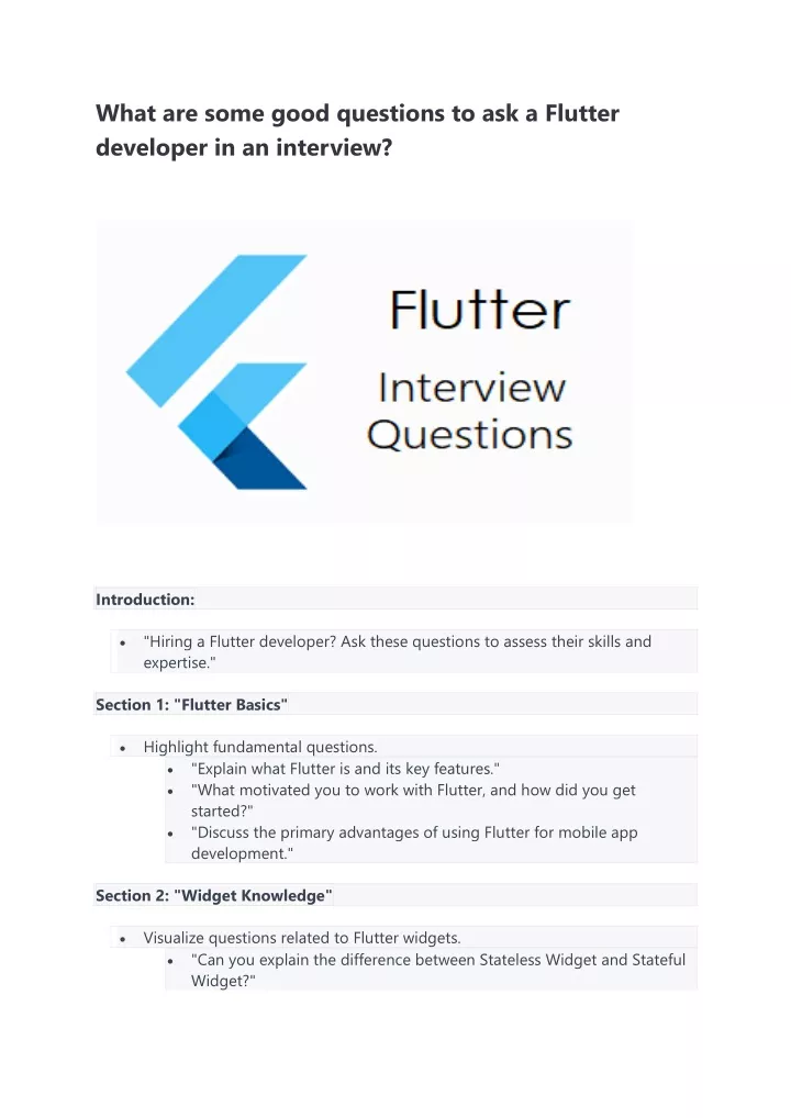 what are some good questions to ask a flutter