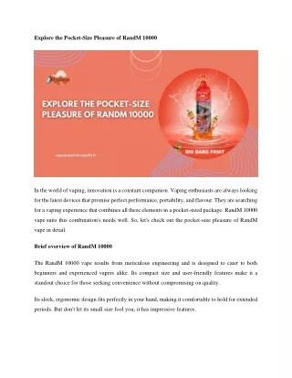 explore the pocket size pleasure of randm 10000