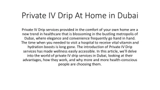 Private IV Drip At Home in Dubai