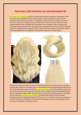 Remy Tape in Hair Extensions the most demanded of all