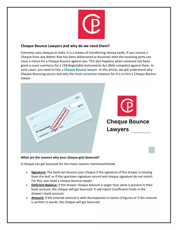 cheque bounce lawyers and why do we need them