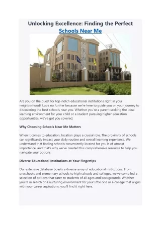 unlocking excellence finding the perfect schools