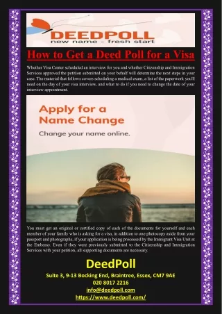 How to Get a Deed Poll for a Visa