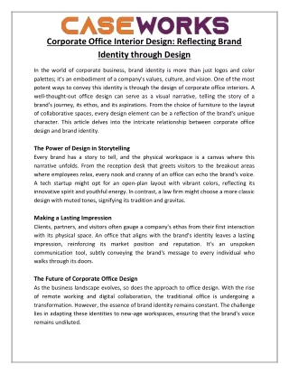 Corporate Office Interior Design Reflecting Brand Identity through Design