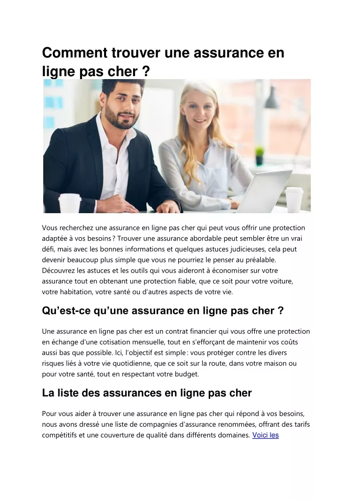 comment trouver une assurance en ligne pas cher