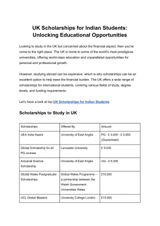 UK Scholarships for Indian Students: Unlocking Educational Opportunities at Meri