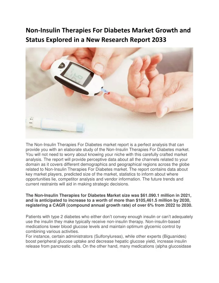non insulin therapies for diabetes market growth
